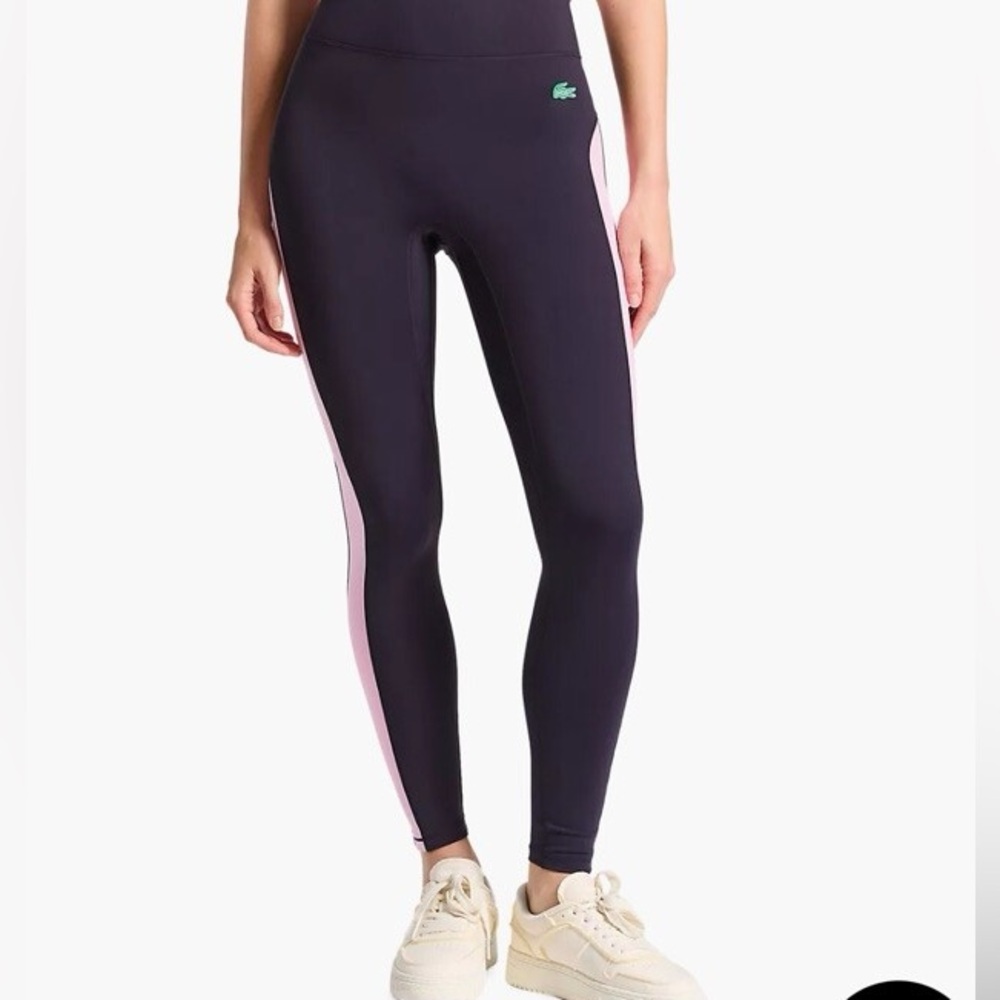 Lacoste x Bandier Navy and Pink Leggings